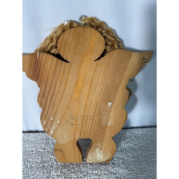 VTG Handmade Guardian Angel Wooden Wall Hanging Green Heart Rustic Decor - Picture 6 of 9